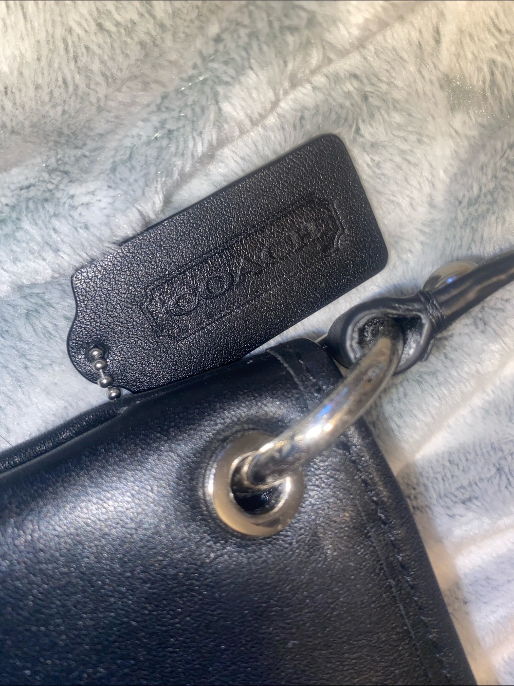 Coach Black Leather Shoulder Bag with Tassel Accent - Picture 2 of 13